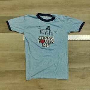 vintage dead stock Christian ringer tee, size L